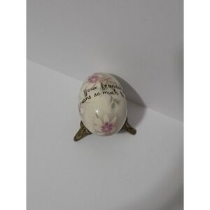 The‎ Egg Lady Friendship Floral Ceramic Decorative Egg with Brass Stand